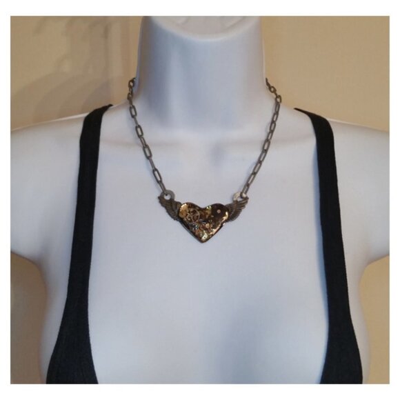 Curated bundle rustic romantic heart necklace & bracelet boho festival statement - Picture 2 of 6